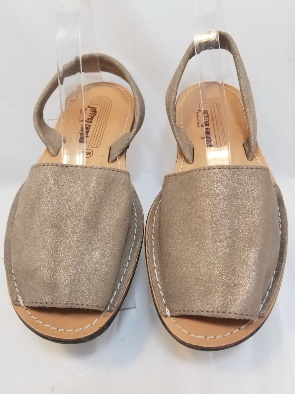 Jeffrey Campbell "Ibiza" Sparkling Suede Peep Toe Slingback Sandals size 38